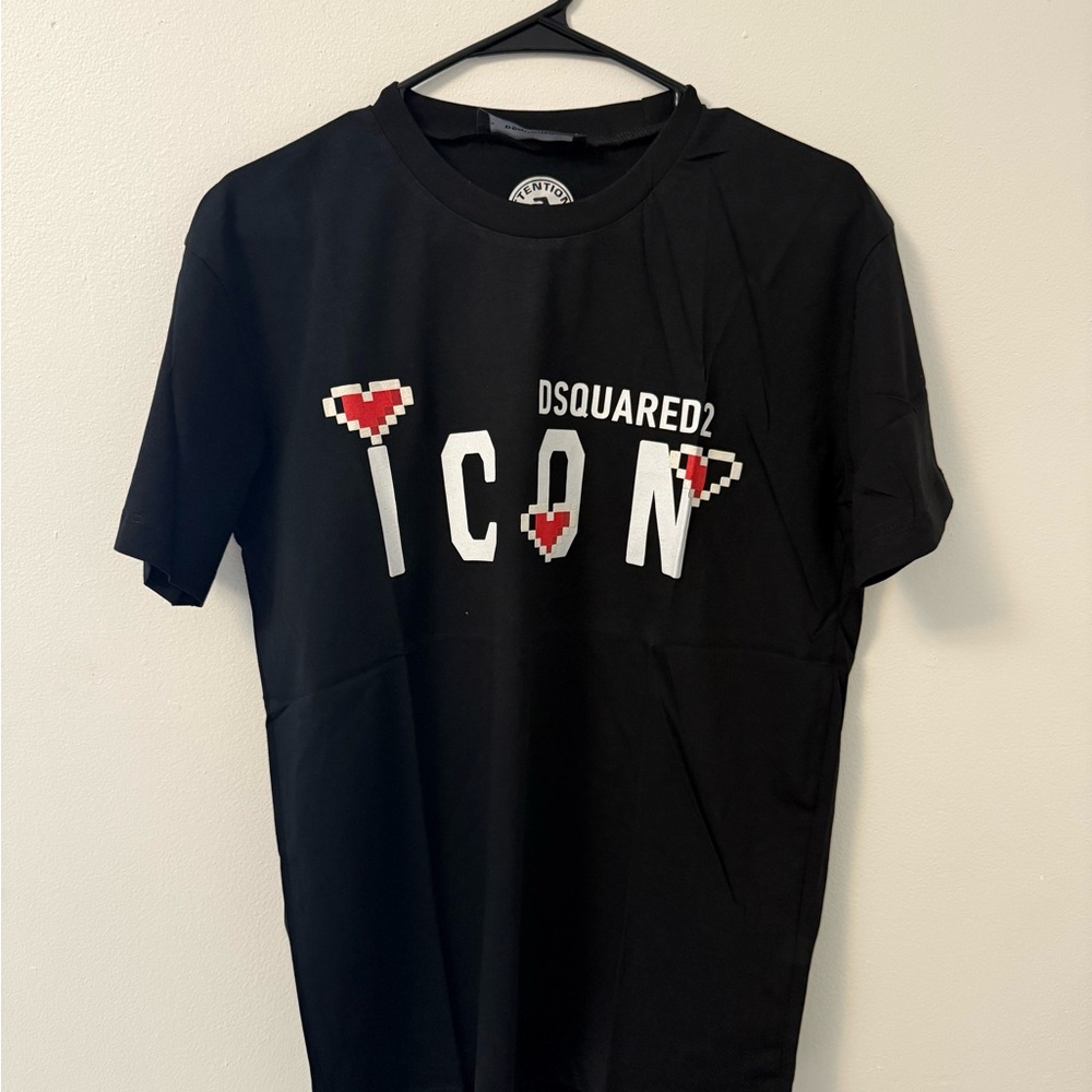 DSQUARED2 Black and Red ICON Short Sleeve Tee